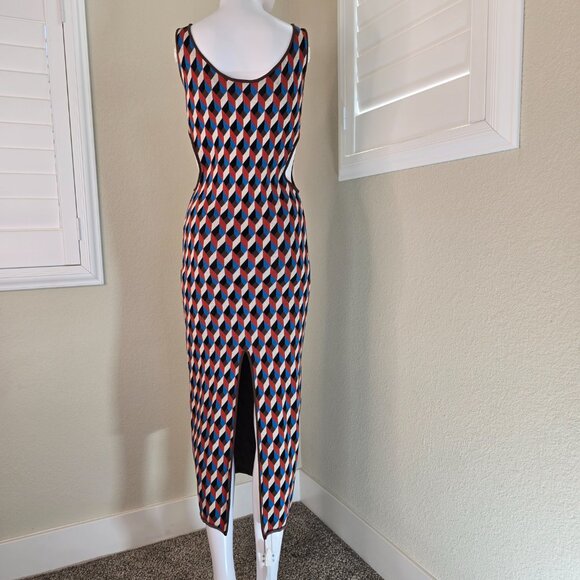 Ronny Kobo Izel Midi Knit Dress Geometric Design - Picture 3 of 5